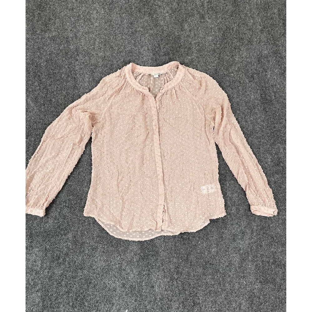Boden Light Pink Swiss Dot Silk Blend Blouse  Button Down Top Womens Size 8